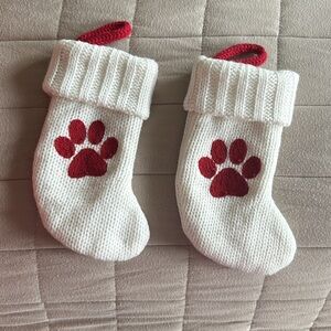 Knit monogram Christmas stocking wondershop paw print